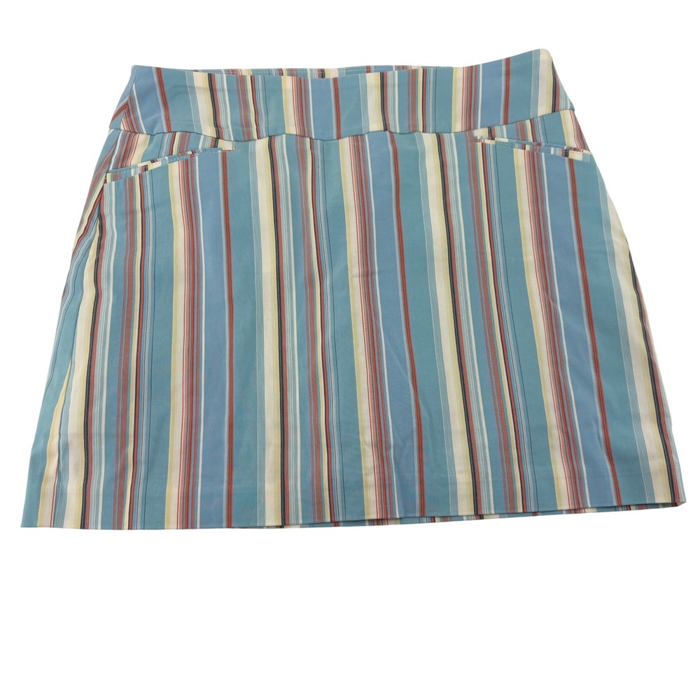 Attyre New York Women Blue Striped Y2K Mini Skirt Size 4 K949530